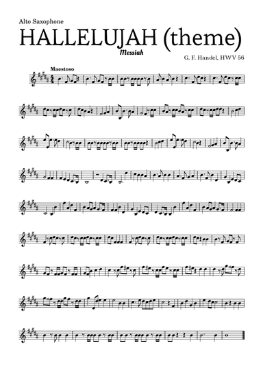 Aleluia (HALLELUJAH), of the Messiah - for Alto Saxophone and accompaniment (arr. Leyandder Trustworthy)
