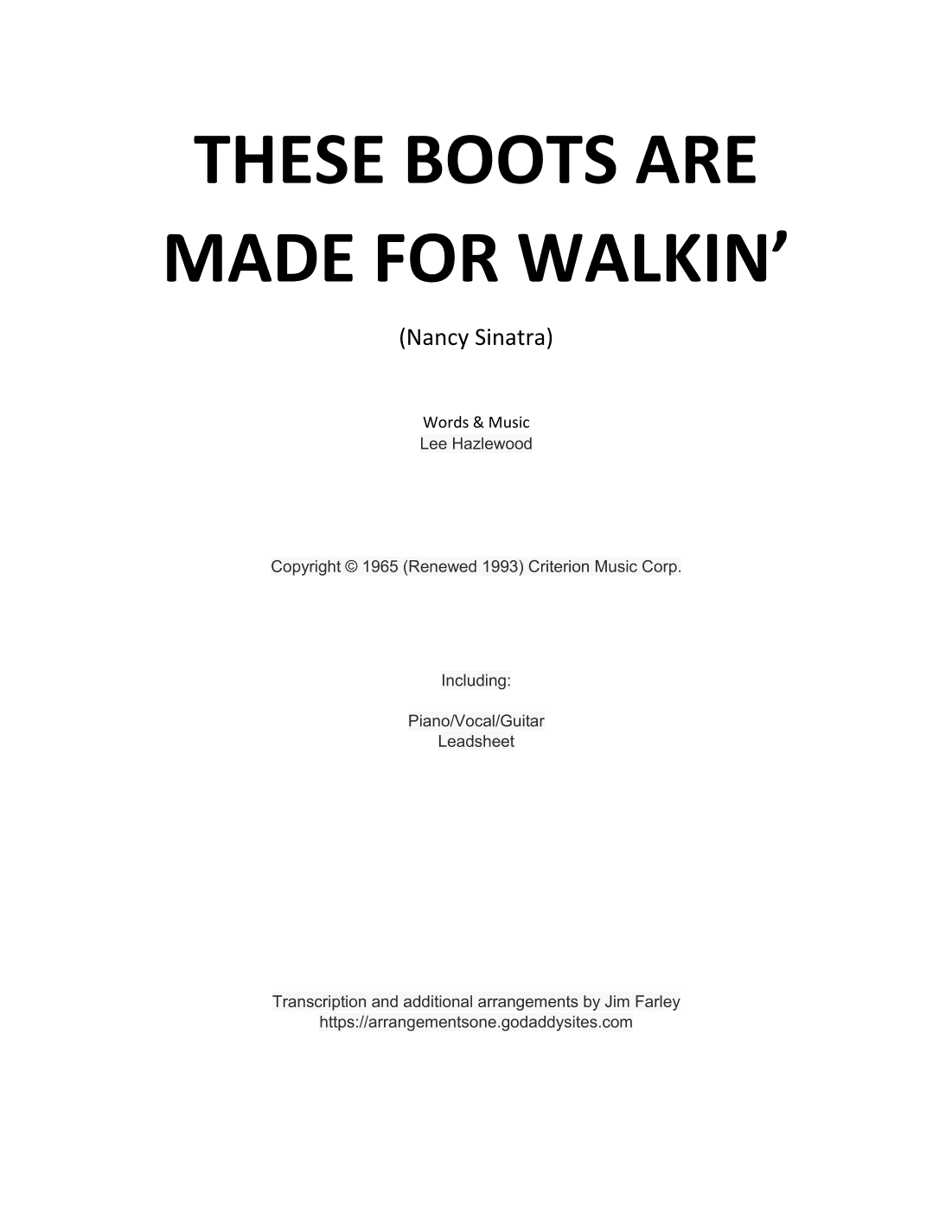 These Boots Are Made For Walkin' (arr. Jim Farley)
