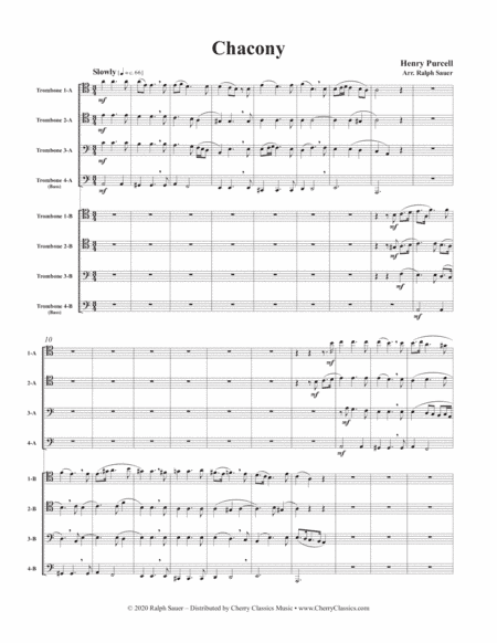 Chacony for 8-part Trombone Ensemble (arr. Ralph Sauer)