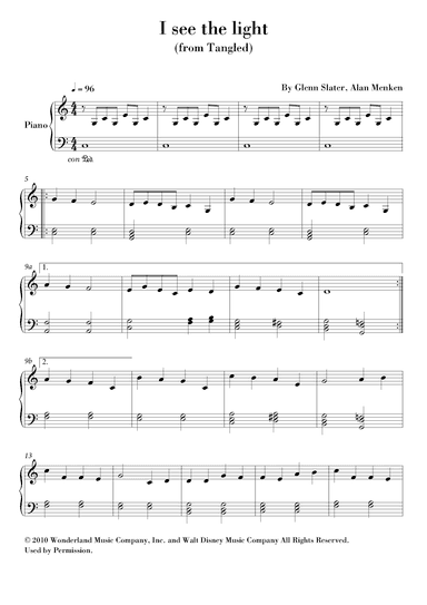 I See The Light (arr. Ahiva Editions)