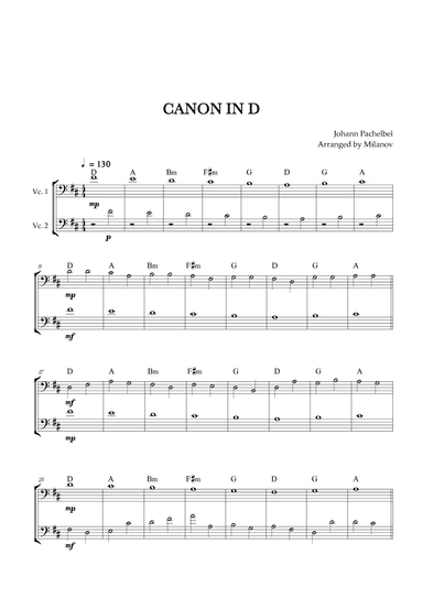 Canon in D | Pachelbel |  Cello Duet (arr. Milanov)
