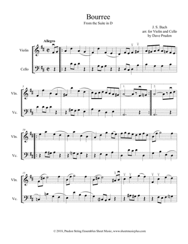Bach Bourree for Violin and Cello (arr. Dave Prudon)