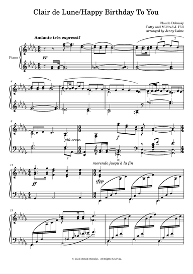 Clair de Lune/Happy Birthday To You (arr. Jennifer Melton)
