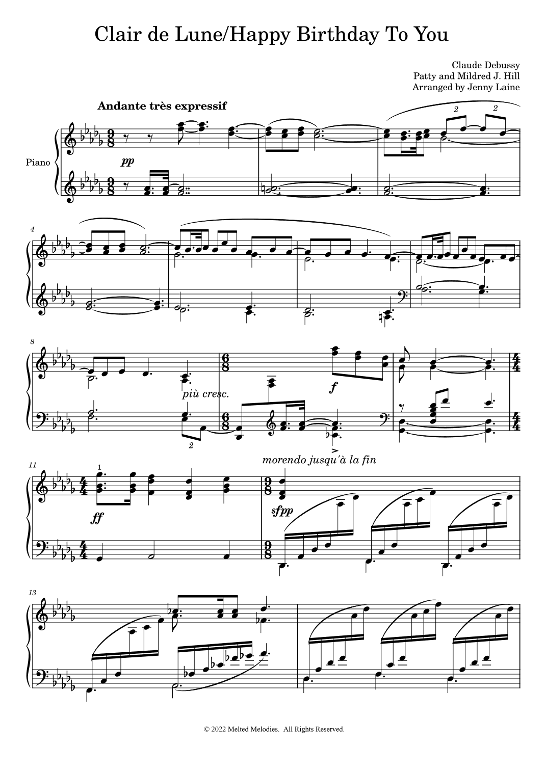 Clair de Lune/Happy Birthday To You (arr. Jennifer Melton)