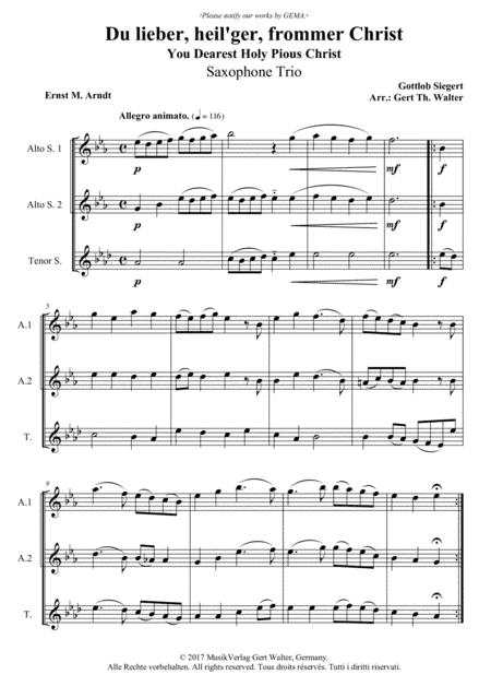 You Dearest Holy Pious Christ (arr. Gert Th. Walter)