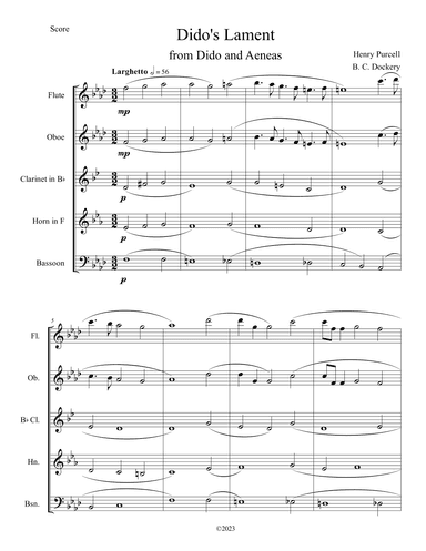 Dido's Lament (Woodwind Quintet) (arr. B. C. Dockery)