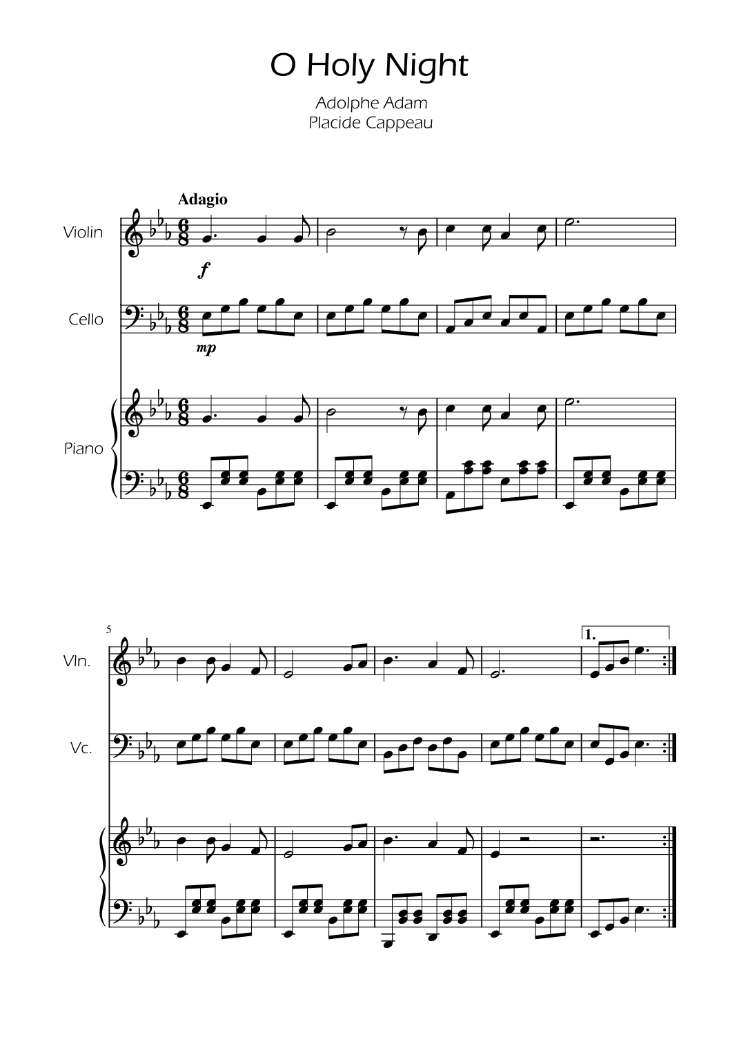 O Holy Night - Violin and Cello Duet w/ Piano (arr. Ygor Nunes)