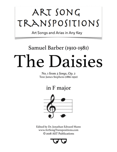 The Daisies, Op. 2, No. 1 (arr. ArtSongTranspositions.com)