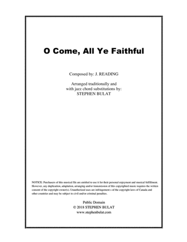 O Come, All Ye Faithful - Lead sheet arranged in traditional and jazz style (key of G) (arr. Stephen Bulat)