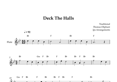 Deck The Halls For Flute (arr. Jps Arrangements)