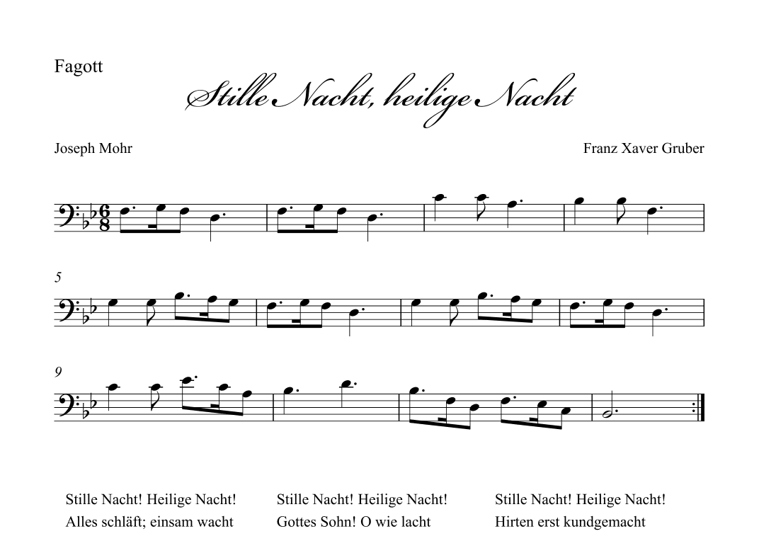 Stille Nacht (Holy Night) - Fagott (arr. Albrecht Kuch-Weidenbrück)