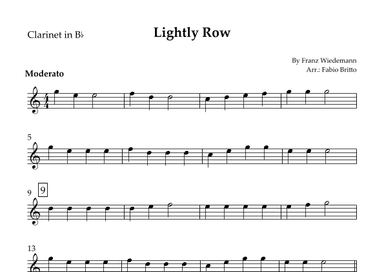 Lightly Row for Clarinet in Bb Solo (arr. Fabio Britto)