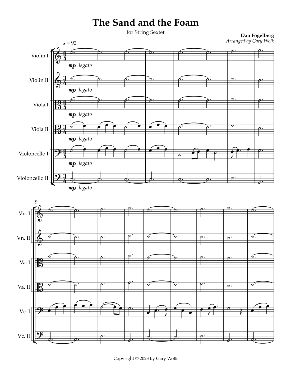 The Sand And The Foam (arr. Gary Wolk)