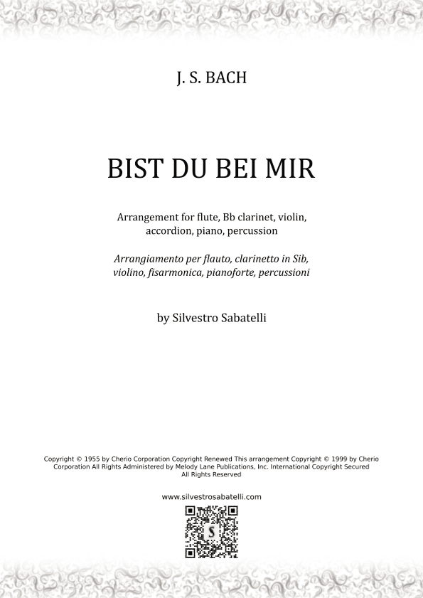 Bist Du Bei Mir (if You Are With Me) (arr. Silvestro Sabatelli)