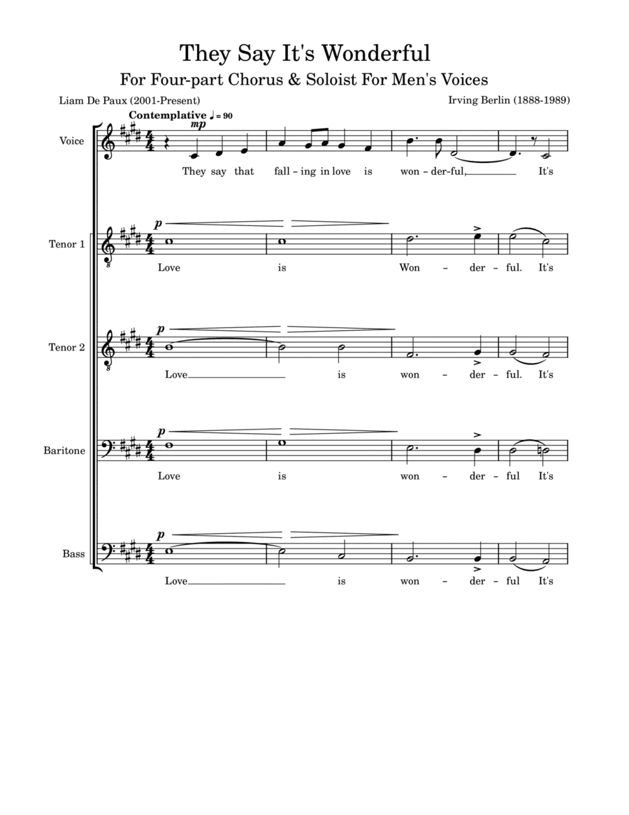 They Say It's Wonderful (arr. Liam De Paux)