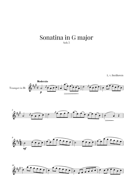 Beethoven - Sonatina in G Major (for Trumpet in Bb) (arr. Cadenza Editions)