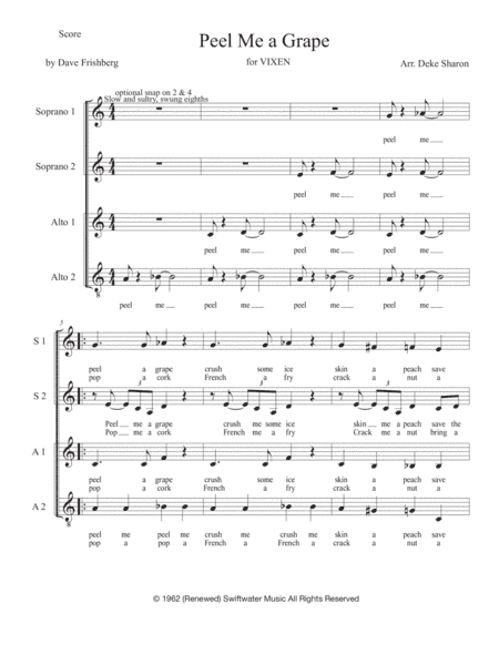 Peel Me A Grape (arr. Deke Sharon)