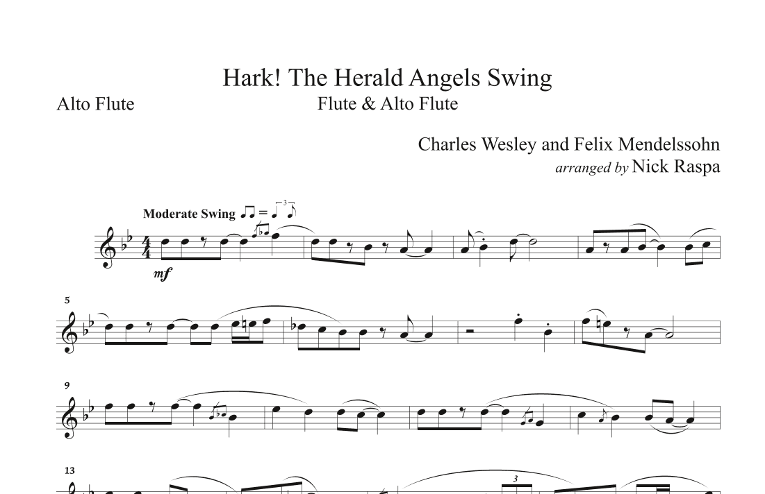 Hark! The Herald Angels Swing (Flute & Alto Flute) Alto Flute part (arr. Nick Raspa)