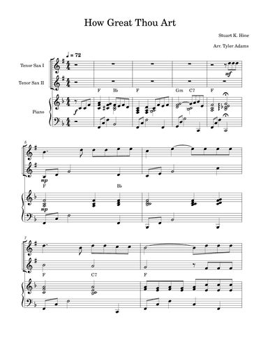 How Great Thou Art (Tenor Sax Duet and Piano) (arr. Tyler Adams)