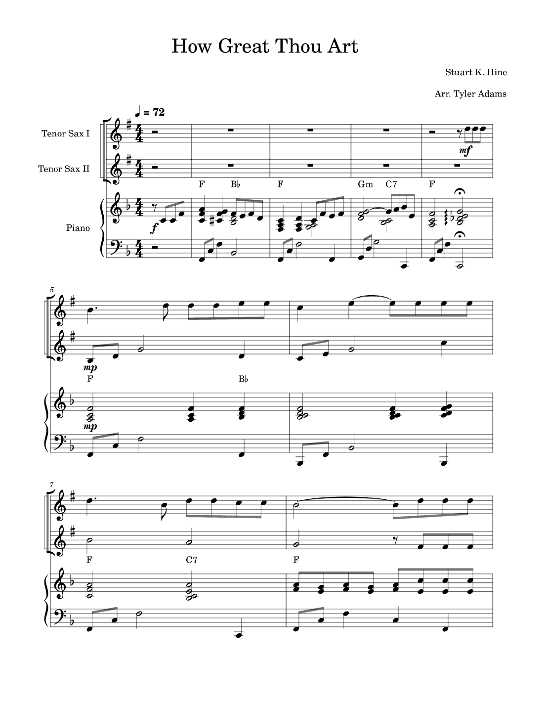 How Great Thou Art (Tenor Sax Duet and Piano) (arr. Tyler Adams)