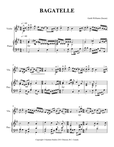 BAGETELLE FOR VIOLIN AND PIANO
