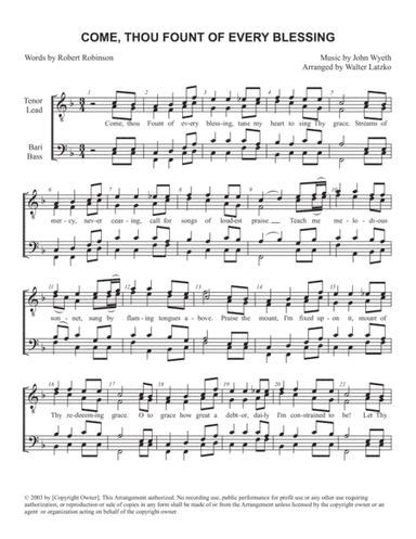 COME THOU FOUNT OF EVERY BLESSING (arr. Walter Latzko)