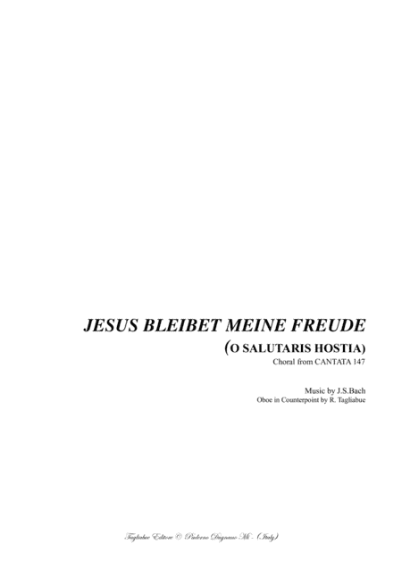 JESUS BLEIBET MEINE FREUDE (O salutaris Hostia)  Choral from CANTATA 147 (arr. Renato Tagliabue)