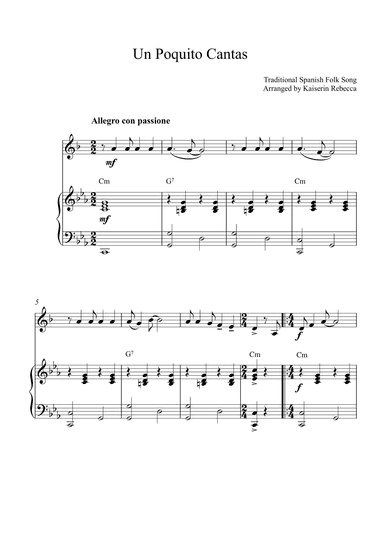 Un Poquito Cantas (arr. Kaiserin Rebecca)