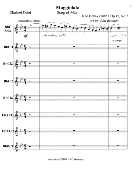Maggiolata-Hubay-clarinet octet (arr. Phil Beaman)