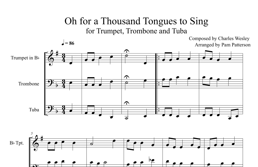 O For a Thousand Tongues to Sing for Brass Trio (arr. Pamela Patterson)