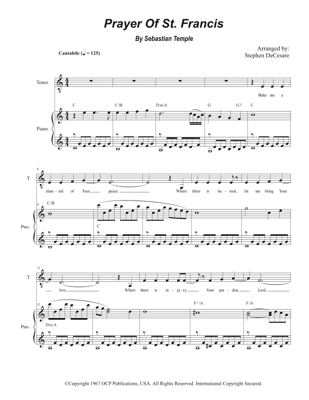 Make Me A Channel Of Your Peace (prayer Of St. Francis) (arr. Stephen DeCesare)