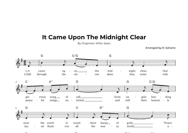 It Came Upon The Midnight Clear (Key of G Major) (arr. R. Salvario)