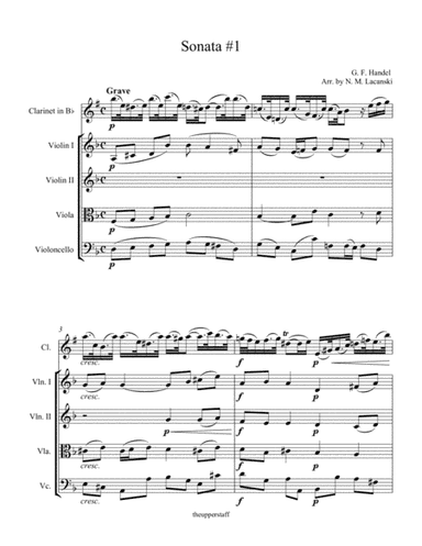 Sonata #1 Movement 1 in D Minor for Clarinet and String Quartet (arr. Nick Lacanski)