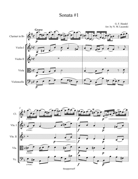 Sonata #1 Movement 1 in D Minor for Clarinet and String Quartet (arr. Nick Lacanski)