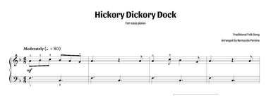 Hickory Dickory Dock (easy piano – F major) (arr. Bernardo Pereira)