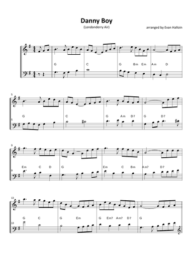 Danny Boy (Londonderry Air) for violin and bass (arr. Evan Halloin)