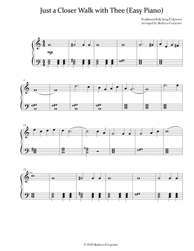 Just a Closer Walk with Thee (Easy Piano) (arr. Kathryn Carpenter)
