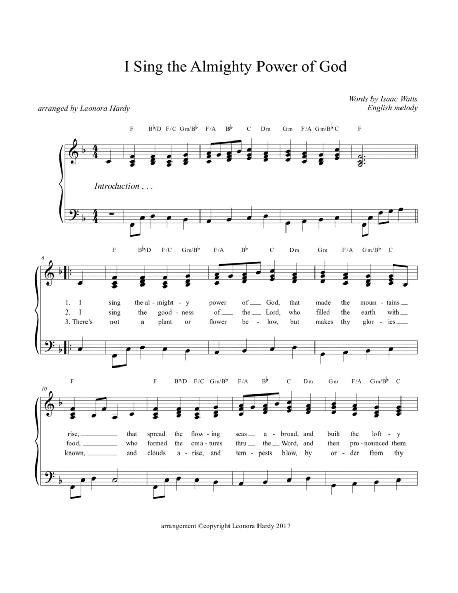 I Sing the Almighty Power of God (arr. Leonora Hardy)