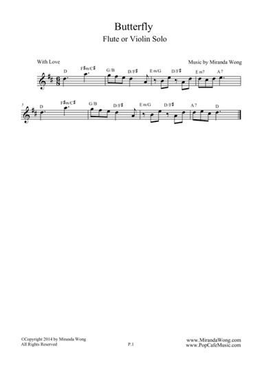 Butterfly - Easy Flute or Violin Solo (Cheerful & Sweet Tunes)