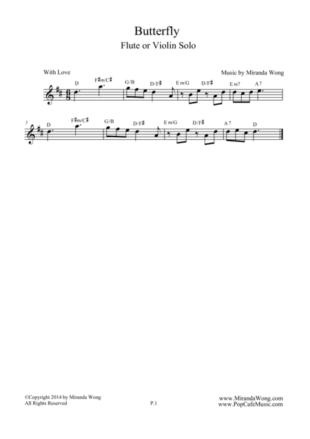 Butterfly - Easy Flute or Violin Solo (Cheerful & Sweet Tunes)