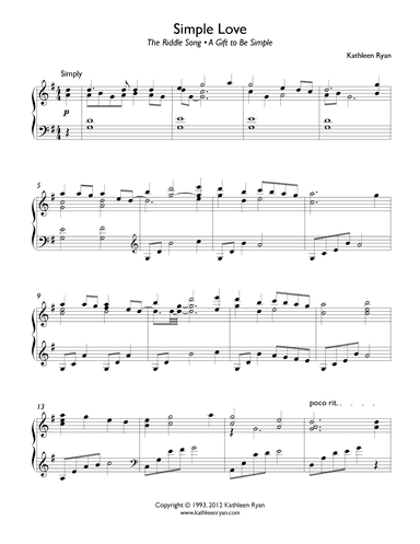 Simple Love (The Riddle Song + A Gift to Be Simple) (arr. Kathleen Ryan)