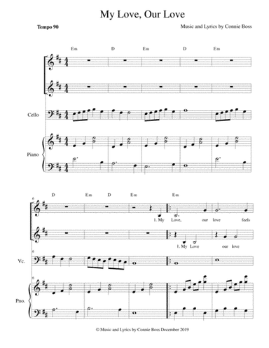 My Love, Our Love - cello, vocal duet and piano - wedding/love song
