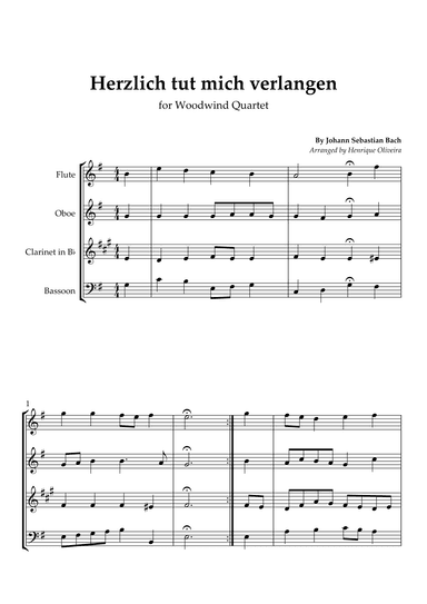 Bach's Choral - "Herzlich tut mich verlangen" (Woodwind Quartet) (arr. Henrique Oliveira)