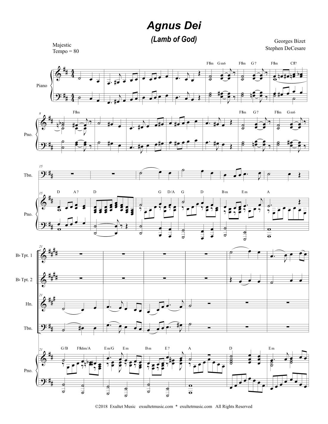 Agnus Dei (Brass Quartet and Piano) (arr. Stephen DeCesare)