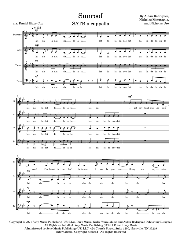Sunroof (arr. Daniel Bizer-Cox)