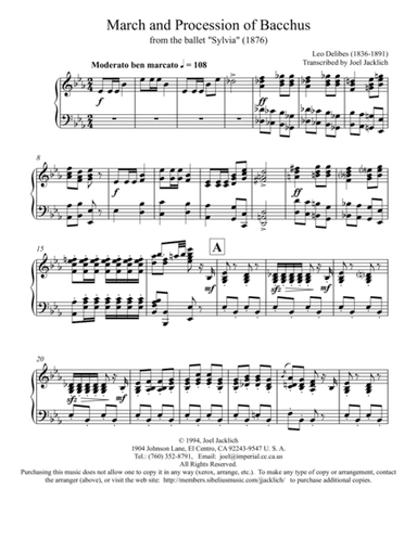 March and Procession of Bacchus from the Ballet Sylvia (arr. Joel Jacklich (ASCAP))