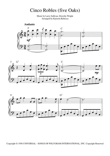Cinco Robles (five Oaks) (arr. Kaiserin Rebecca)
