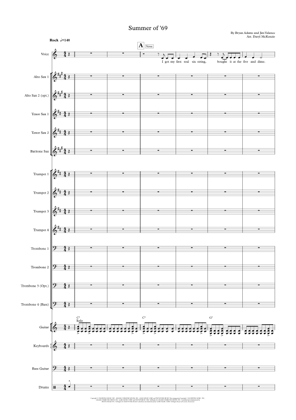 Summer Of '69 (arr. Daryl McKenzie)
