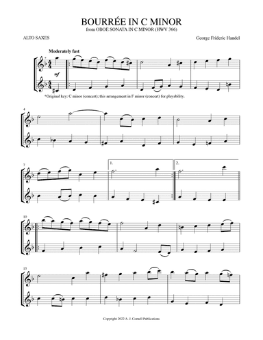 Bourre´e in C Minor (from Oboe Sonata in C Minor) (arr. Mark Phillips)