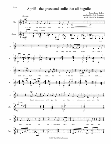 April! The grace and smile that all beguile, for alto voice and guitar